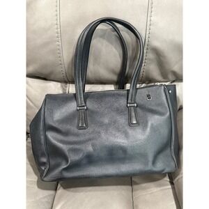 Tumi Black‎ Leather Tote Bag Dual Zip Top Business Work Travel Laptop 20"by 10"